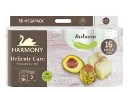Harmony Delicate Care Balsam Avocado Butter Toaletní papír 3 vrstvý 16ks Harmony Delicate Care Balsam Avocado Butter Toaletní papír 3 vrstvý 16ks